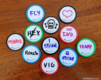 Dry Erase Counters/Tokens/Ability counters - Erasable, Reusable discs for games like Magic the Gathering and RPGs.