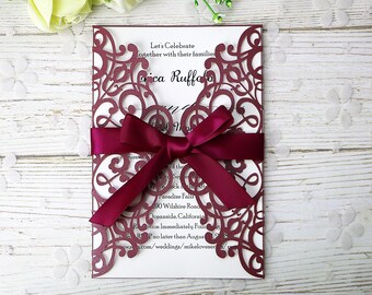 quinceanera invitation burgundy etsy