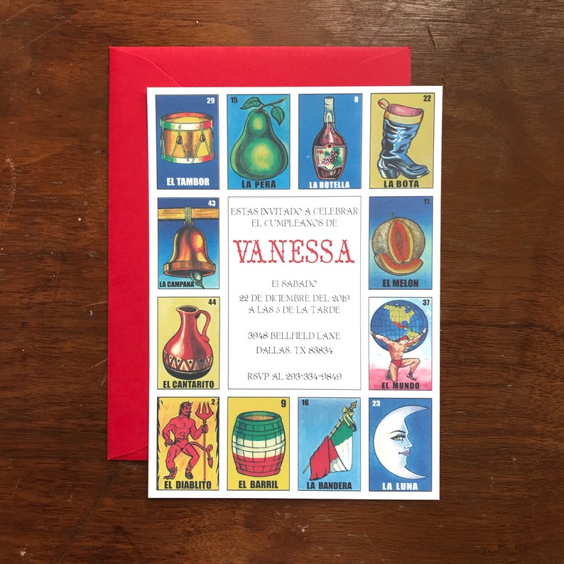 Loteria Invitation Wedding Birthday Quinceanera Sweet Sixteen Etsy