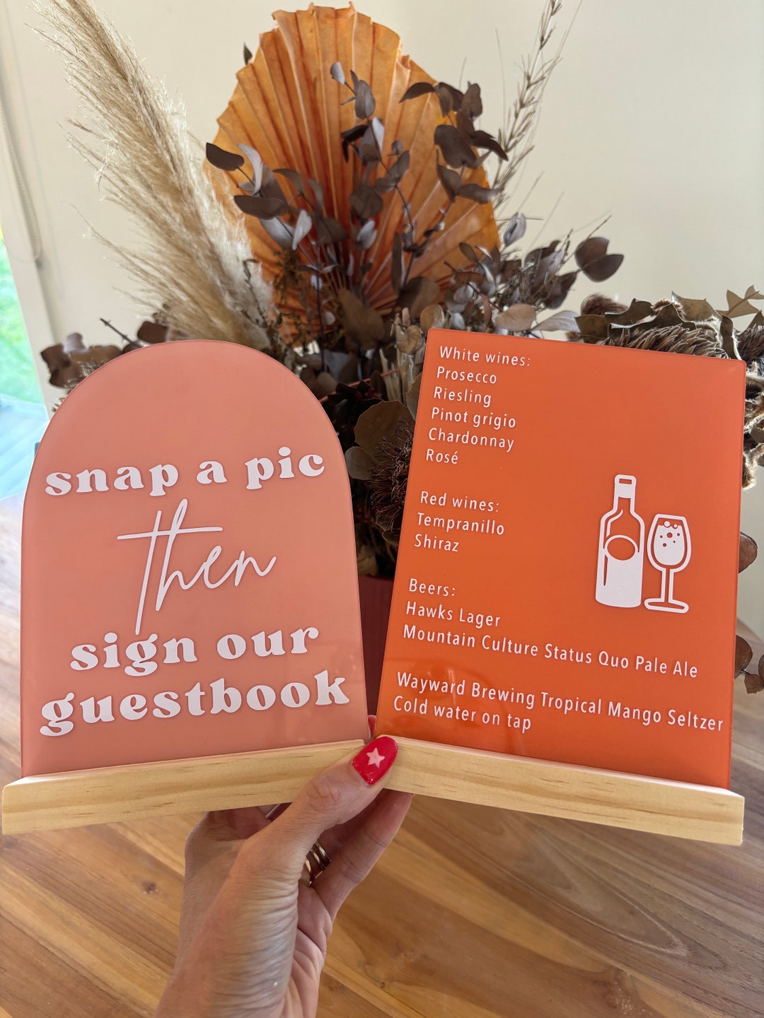 Reception Menu Sign Custom Acrylic Wedding Menu Sign | Bar Drinks, Reserved Table - Etsy