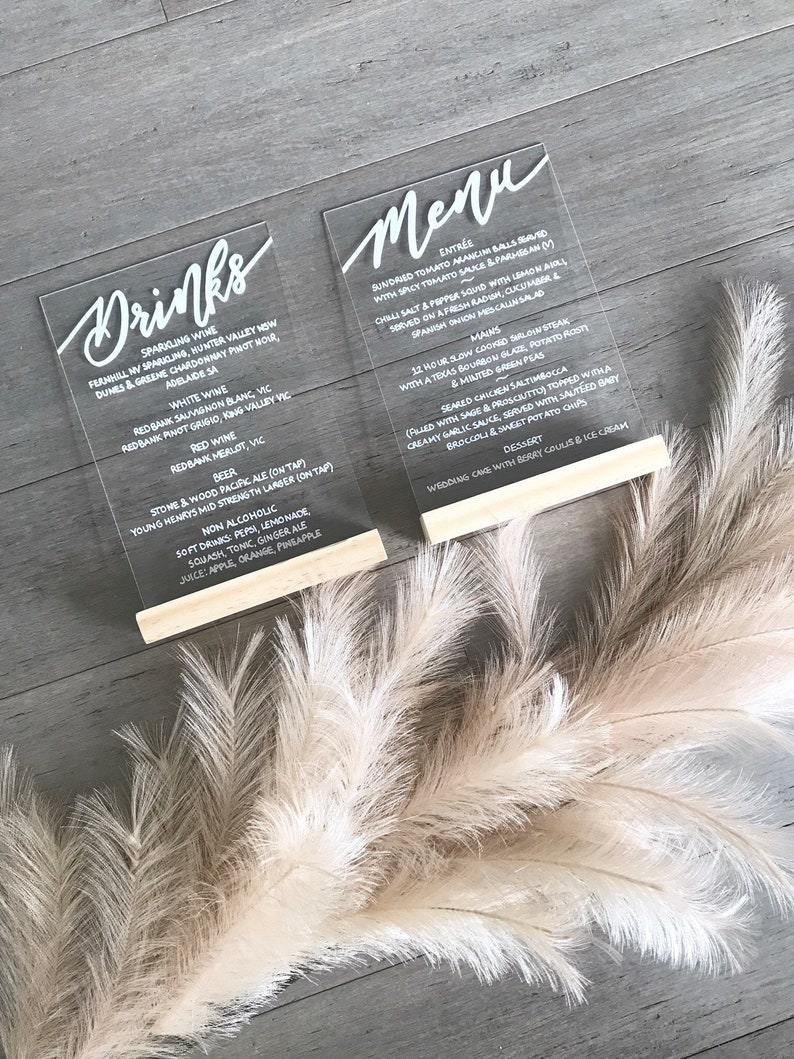 Acrylic Bar Menu Sign Drinks Menu Sign Wedding Reception Etsy