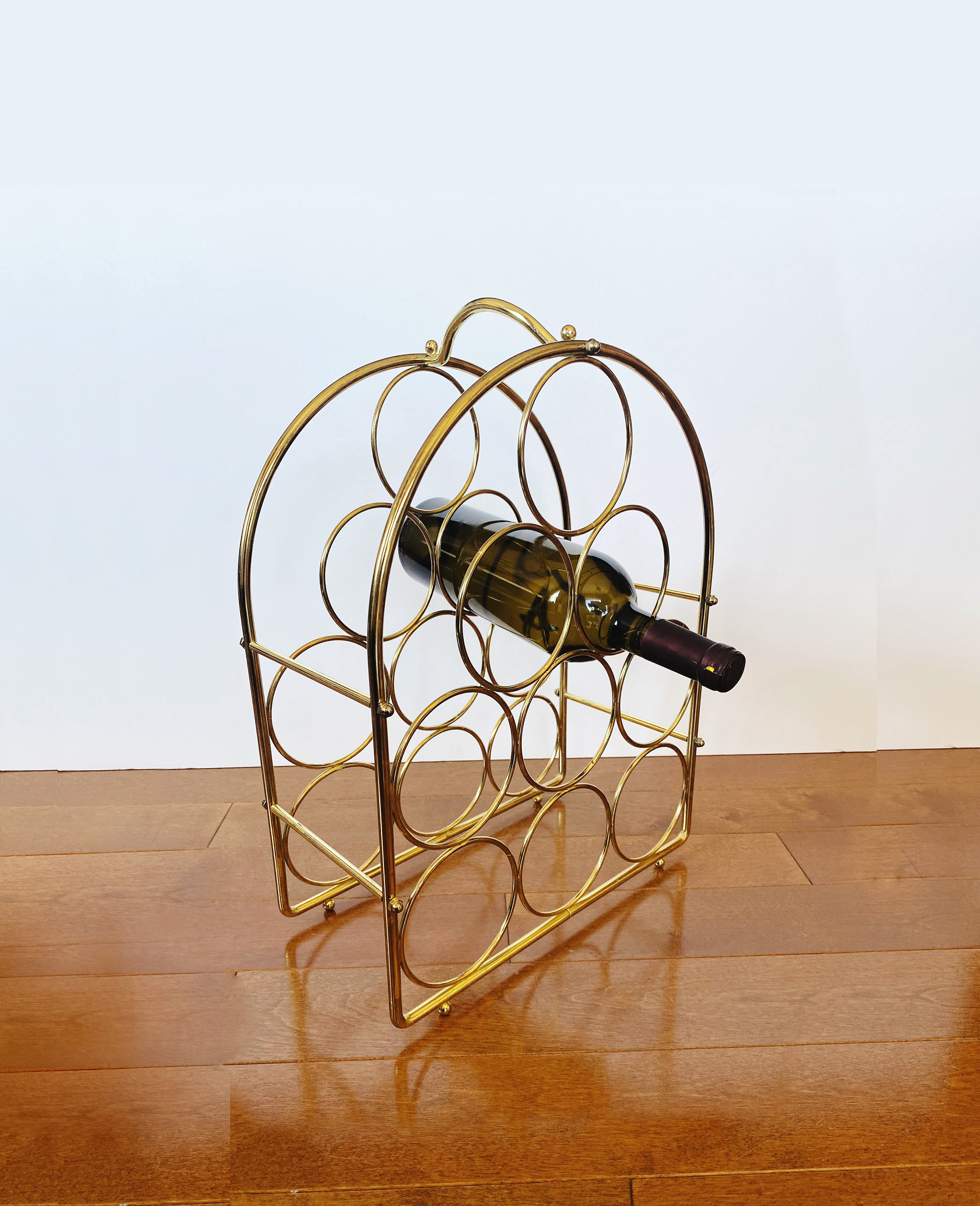 Vintage Brass Wine Rack 9 Bottle Arch Wine Bottle Holder Etsy