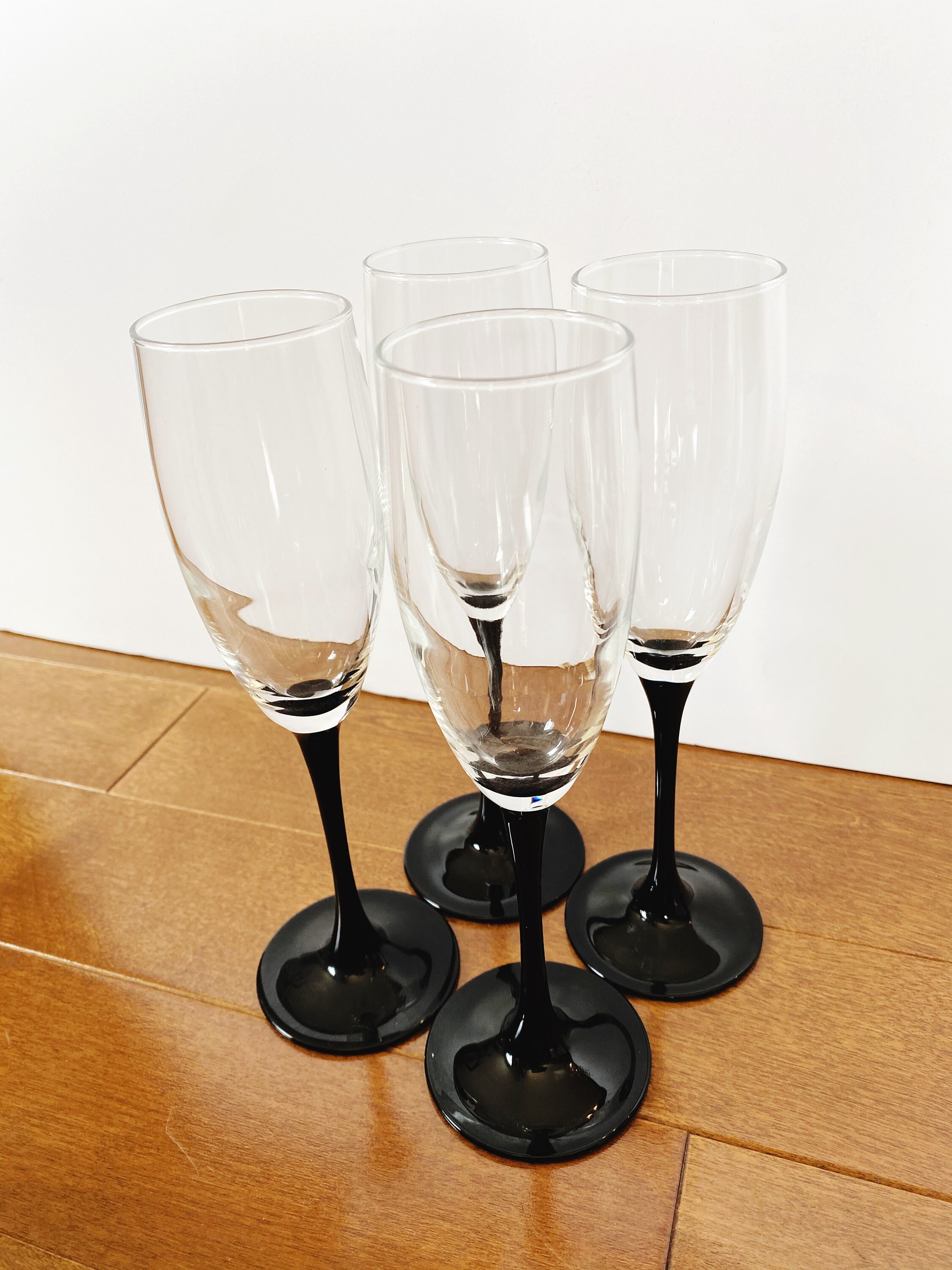 Vintage Black Champagne Glasses / Luminarc Arcoroc / Set of 4 Etsy