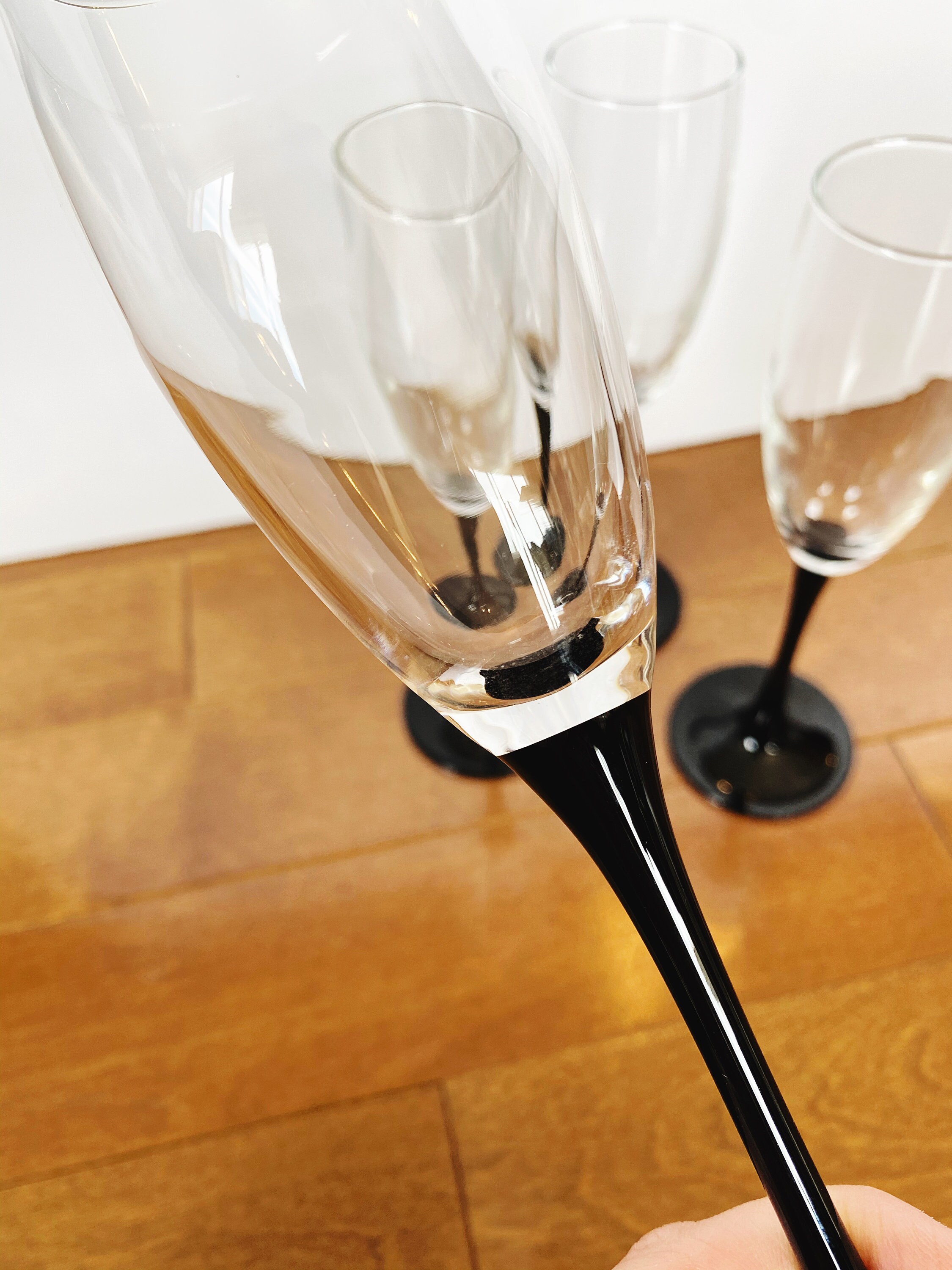 Vintage Black Champagne Glasses / Luminarc Arcoroc / Set of 4 Etsy