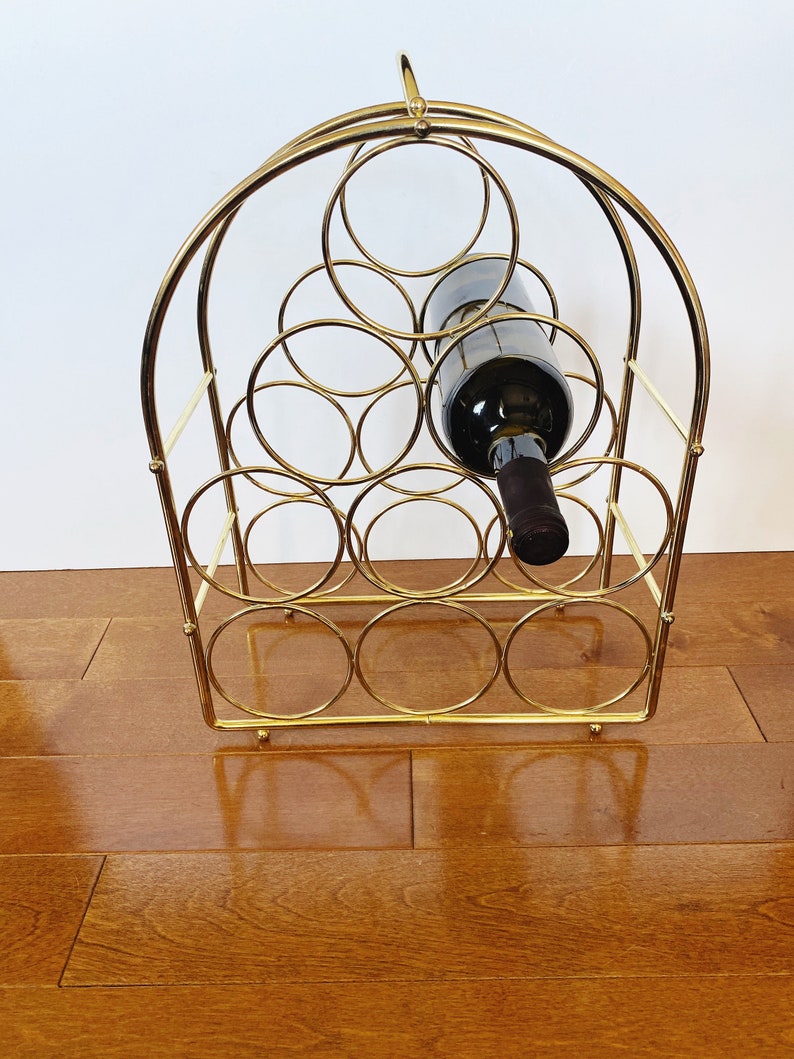Vintage Brass Wine Rack 9 Bottle Arch Wine Bottle Holder Etsy