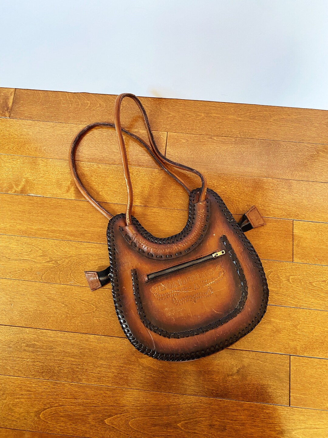 Vintage Tooled Leather Handbag Womens Boho Purse Zipper Close Bag Etsy