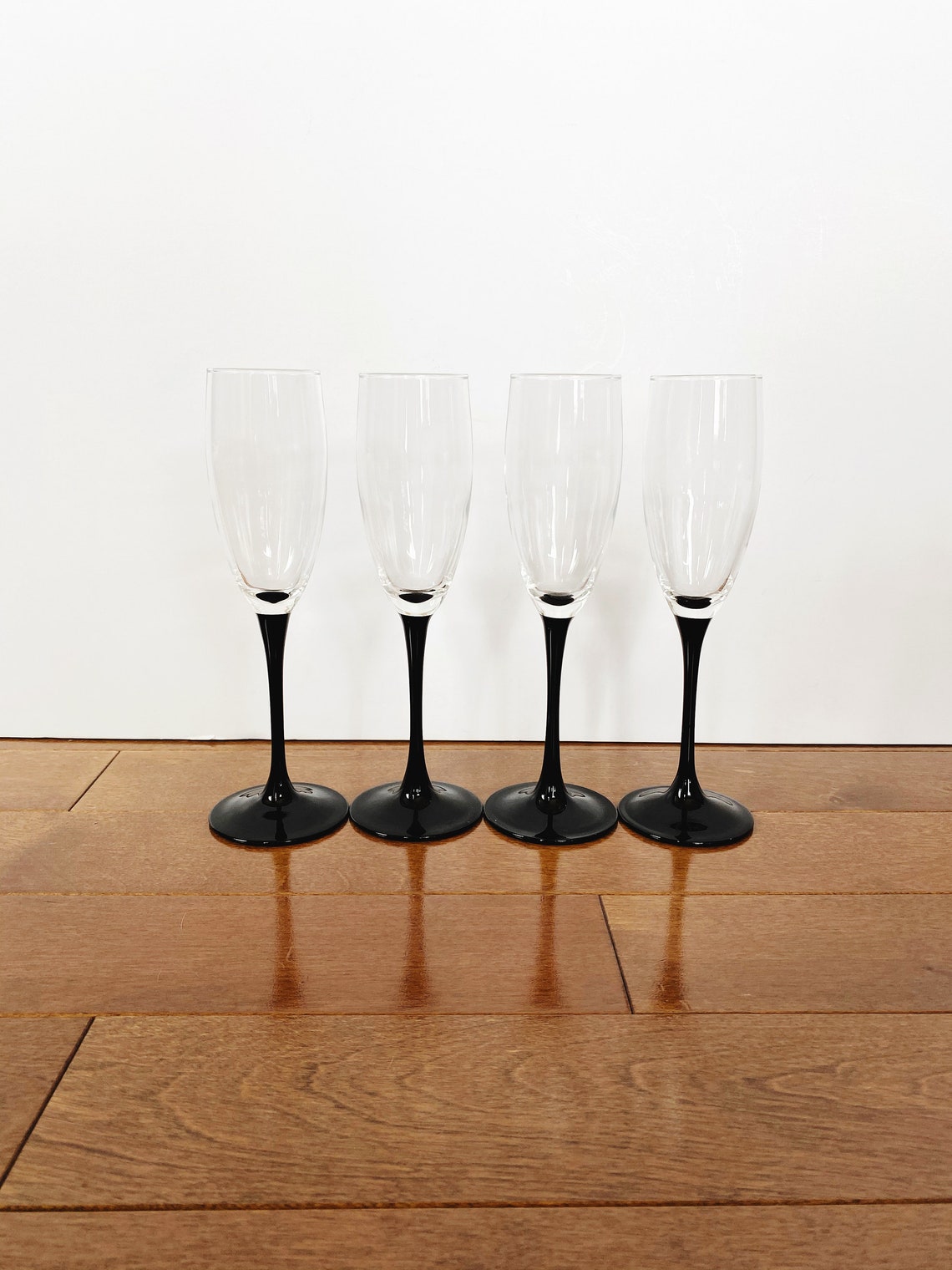 Vintage Black Champagne Glasses / Luminarc Arcoroc / Set of 4 Etsy