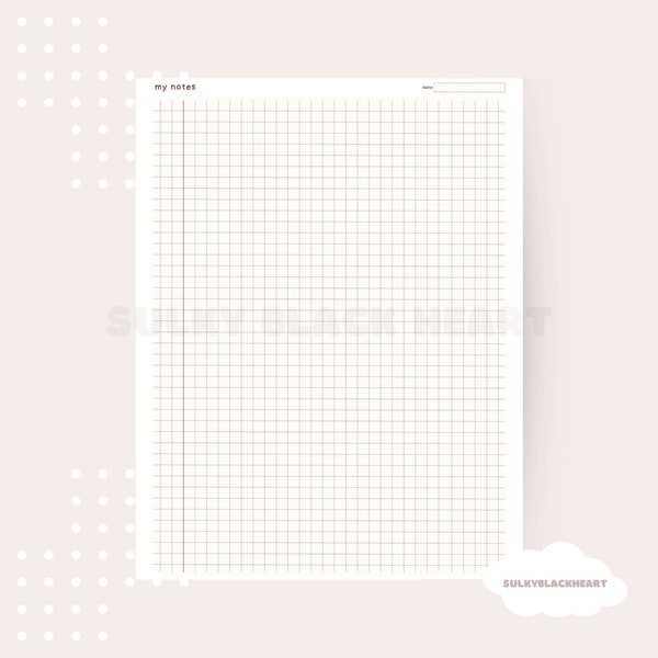 Simple Graph 8.5"x11" Notepad School Supplies College Stationery Aesthetic Office Gifts Minimalist Style