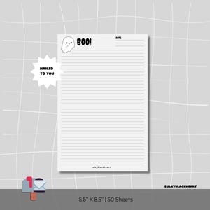 Boo Ghost 5.5&quot;x8.5&quot; Notepad School Supplies College Stationery Halloween Themed Aesthetic Office Gifts Spooky Witchy Vibes