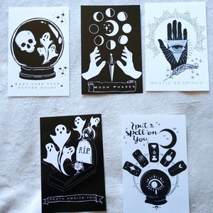 Halloween Inspired Art Print Spooky Postcards Gifts Decor Aesthetic