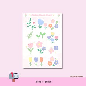 Pastel Flowers Sticker Sheet Planner Stickers Journaling Scrapbooking Outdoors Inspired Stickers Kawaii Pastel Office Gifts