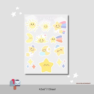 Sun Moon Stars Sticker Sheet Planner Stickers Journaling Scrapbooking Kawaii Pastel Stickers Office Gifts