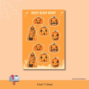 Pumpkin Emoji Halloween Stickers Sticker Sheet Planner Stickers Journaling Scrapbooking Kawaii Spooky Stickers Office Gifts