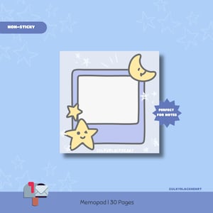 Polaroid Memo Pad: Stars & Moon Kawaii Stationery