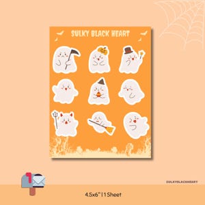 Pegatinas de Halloween con emojis fantasma: pegatinas kawaii para tu agenda