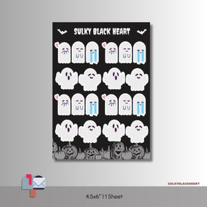 Ghost Emoji Halloween Stickers Sticker Sheet Planner Stickers Journaling Scrapbooking Kawaii Spooky Stickers Office Gifts