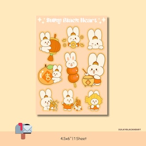 Lapins chinois nouvel an chinois année du lapin feuille d'autocollants planificateur d'autocollants journalisation Scrapbooking cadeaux de bureau