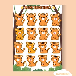 Feuille d'autocollants Tiger Emotes Animal Planner Stickers Journalisation Scrapbooking Papeterie Fournitures scolaires universitaires (2 QTÉ)