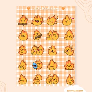 Feuille d'autocollants Fire Emotes Stickers pour agenda journalisation Scrapbooking Papeterie Fournitures scolaires universitaires (2 QTÉ)