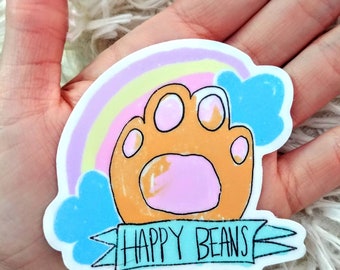 Happy Cat Paws Aufkleber: Original Die Cut Vinyl Kunst
