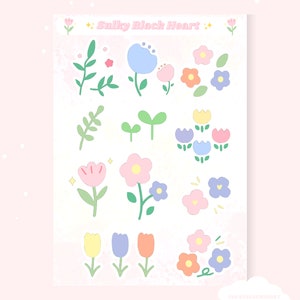 Pastelbloemen Stickervel Planner Stickers Journaling Scrapbooking Buitenshuis Geïnspireerde Stickers Kawaii Pastel Kantoorcadeaus