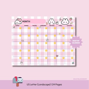 Pink Bunnies Open Desktop Calendar Aesthetic Stationery School Supplies Functional Office Gifts