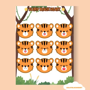 Feuille d'autocollants Tiger Emotes Animal Planner Stickers Journalisation Scrapbooking Papeterie Fournitures scolaires universitaires (2 QTÉ)