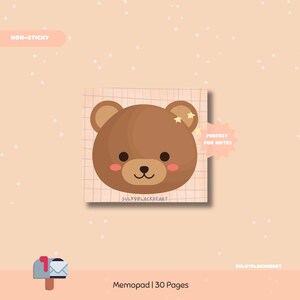 Bear Memopad Kawaii Animal Stationery Office Gifts College Supplies Scrapbooking Journaling Planning Aesthetic