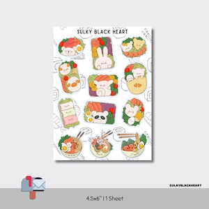 Bento Box Sticker Sheet: Japanese Food Planner Stickers
