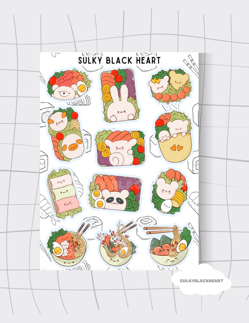 Bento Box Lunches Sticker Sheet Japanese Food Inspired Planner Stickers ...