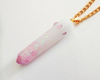 White and Pink Crystal Necklace