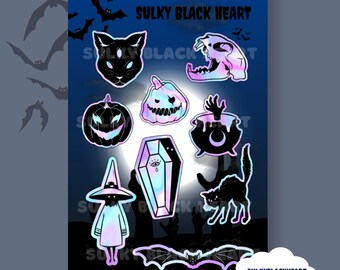 Spooky Halloween Stickers Sticker Sheet Planner Stickers Journaling Scrapbooking Creepy Cute Goth Stickers Office Gifts (2 QTY) Aesthetic