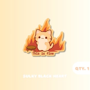 This is Fine Cat Die Cut Sticker Waterproof Water Bottle Sticker Kawaii Aesthetic