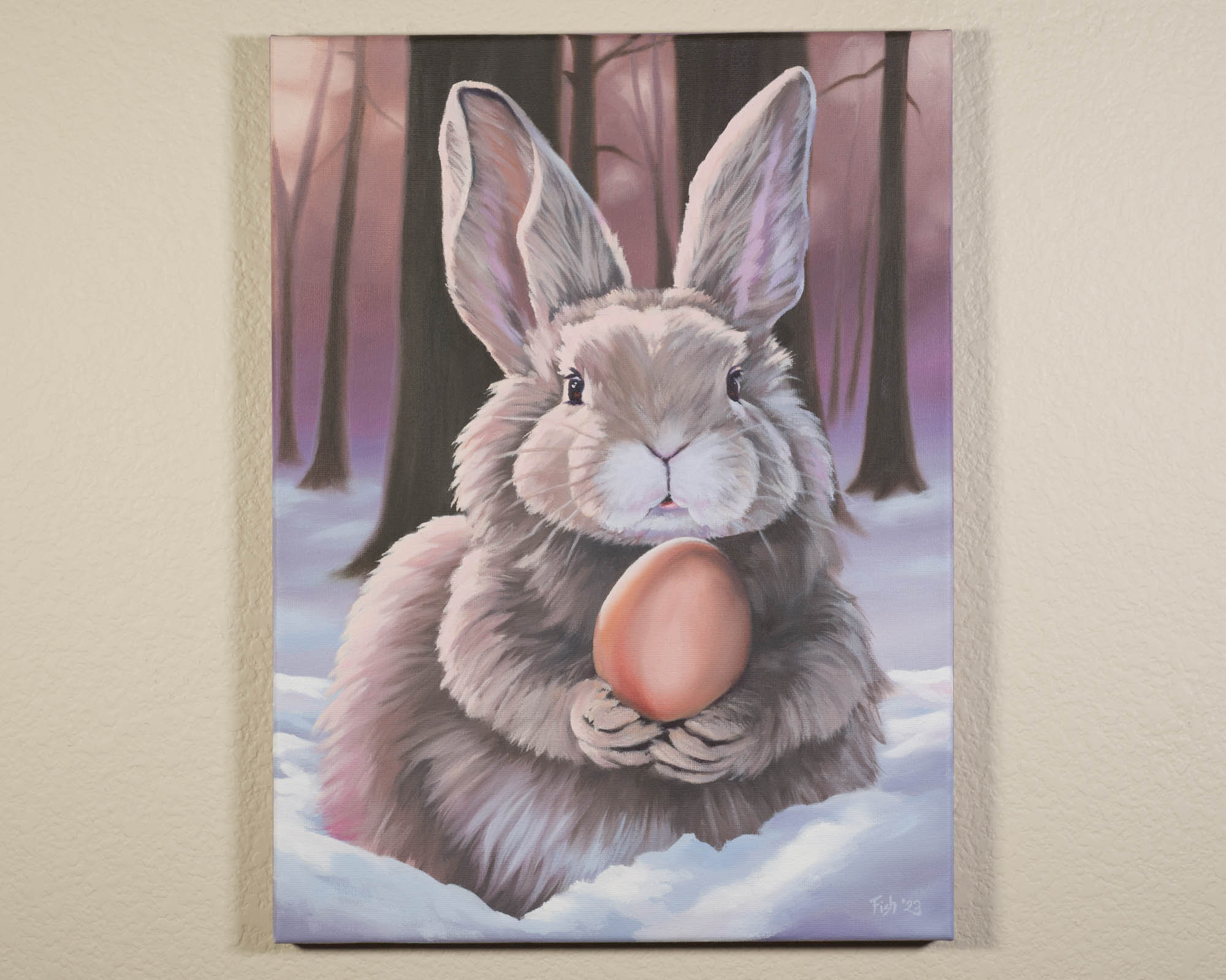 Easter Bunny | Rabbit Holding Egg Oil Painting, 12x16 - Etsy