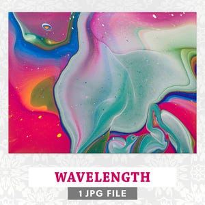 Stampa artistica in acrilico colato con lunghezza d'onda/arcobaleno, download digitale di Fluid Art, stampa artistica astratta da parete per camera da letto, uso commerciale