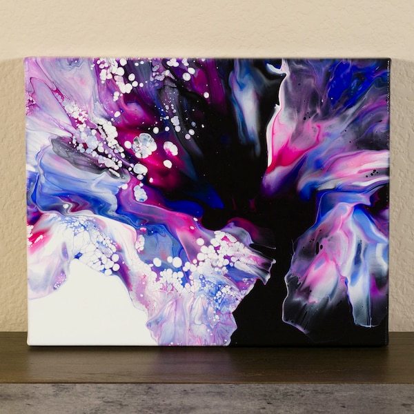 Revolution | Original Acrylic Pour Painting on Canvas, Dark Acrylic Fluid Art, Canvas Fluid Painting, Small Abstract Wall Art, 8x10