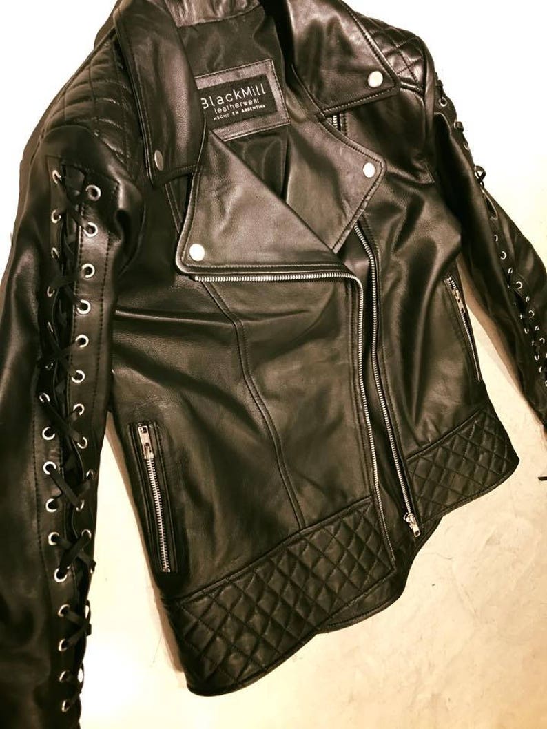 Rockstar Leather Jacket Custom Made Fit for Woman Short Modern Etsy UK