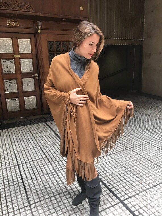 Suede cape coat sale