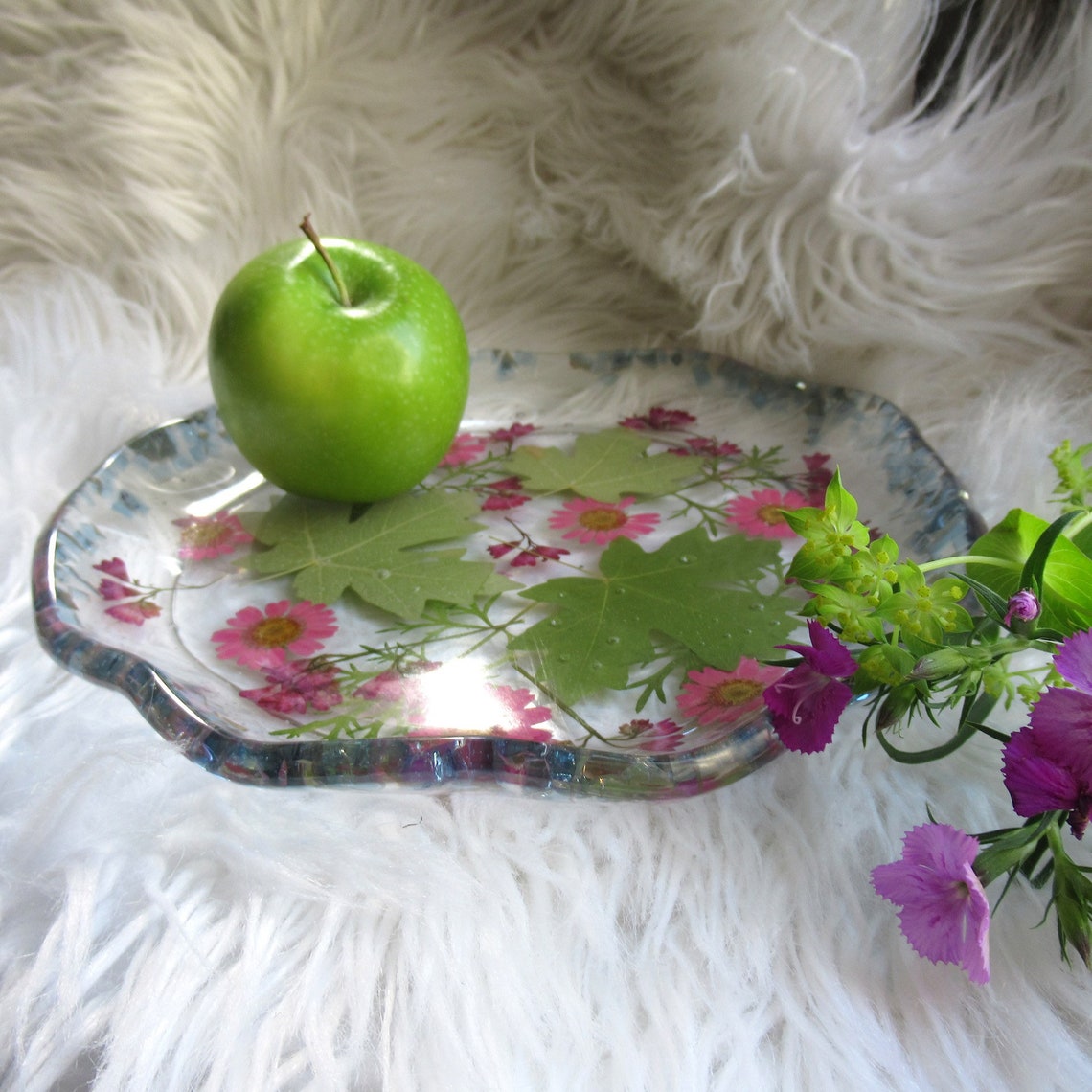 Resin Plate Art Floral Resin Tray Botanical Plates Etsy