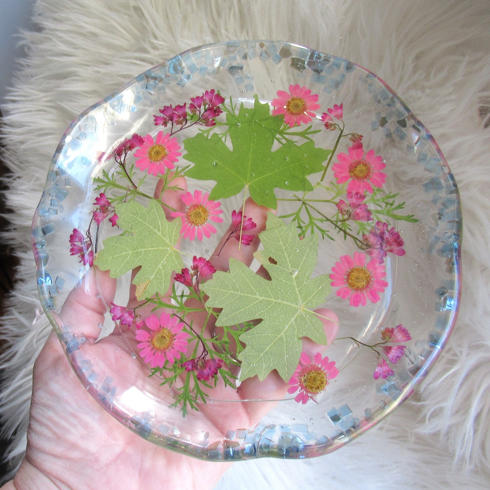 Resin Plate Art Floral Resin Tray Botanical Plates Etsy