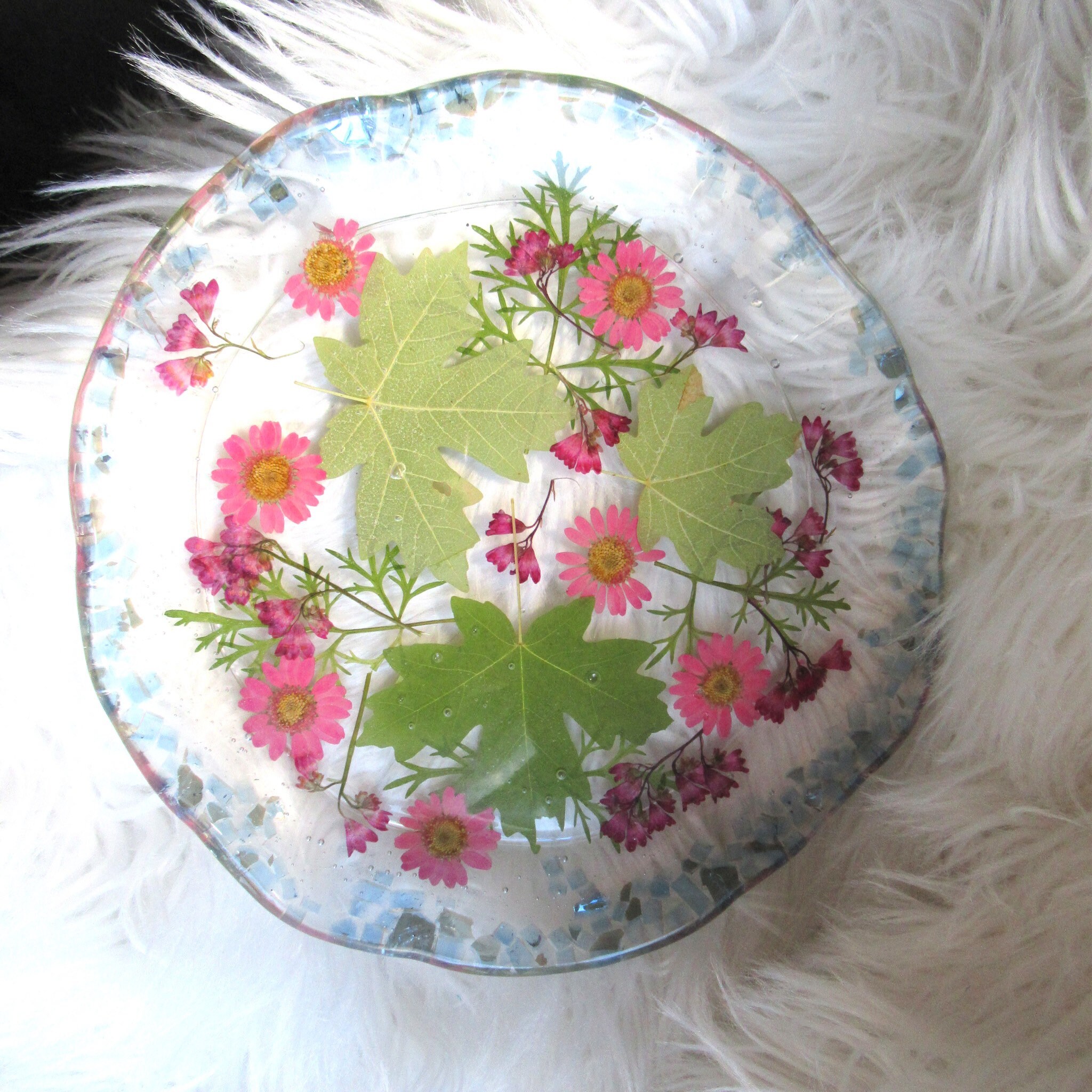 Resin Plate Art Floral Resin Tray Botanical Plates Etsy