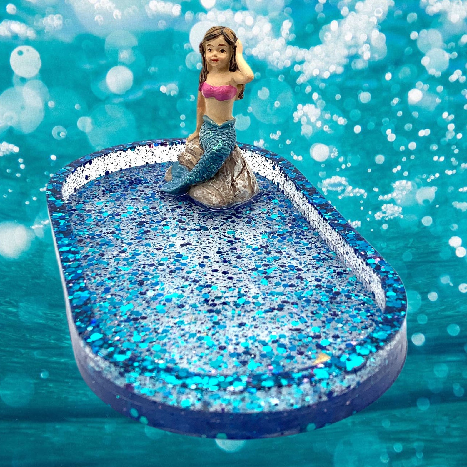 Blue Mermaid Soap Dish Blue Resin Dish Blue Bathroom Decor Etsy