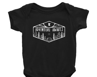 Adventure Awaits Minnesota Outdoors Camping, Hiking, Explore Baby/Infant Bodysuit