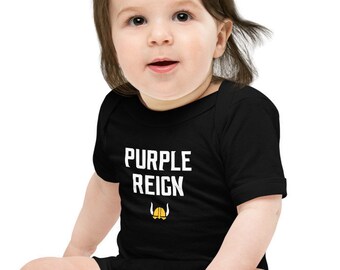 Purple Reign Minnesota Vikings Football Fan Skol Toddler Baby Short Sleeve Onesie