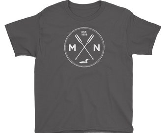 Adventure Minnesota Seal Shirt | Nice Awesome MN Clothing | 1858, Loon, Camping Oars Gift Kids/Youth Short Sleeve T-Shirt