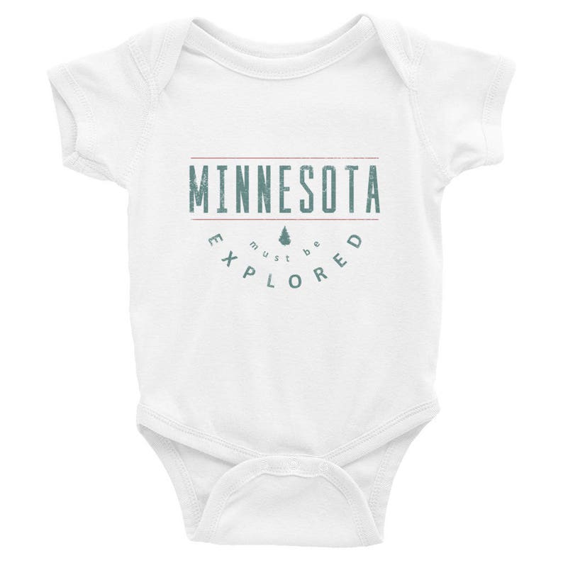 Minnesota Must Be Explored Funny MN State Gift Baby/Infant Bodysuit image 1