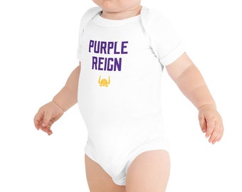 Purple Reign Minnesota Vikings Football Fan Skol Toddler Baby Short Sleeve Onesie