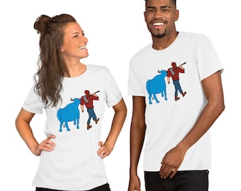 Paul Bunyan/Babe the Blue Ox Native Minnesota Camiseta Unisex de Manga Corta para Hombres/Unisex