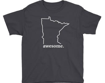 Minnesota Awesome - Funny Kids MN Home Novelty Gift Tees Youth Short Sleeve T-Shirt