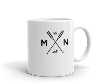 Adventure Minnesota Coffee/Tea/Hot Cocoa Mug - MN, Est 1858, Loon, Oars